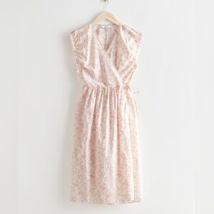 & Other Stories Printed Wrap Midi Dress in "White Florals size large (44 eur)